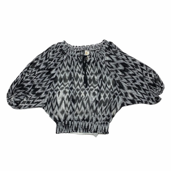 ADIVA Aztec Printed Tassel Tie Peasant Blouse - Picture 5 of 10